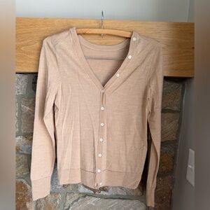 J Crew 100% marino wool cardigan Tan color size M